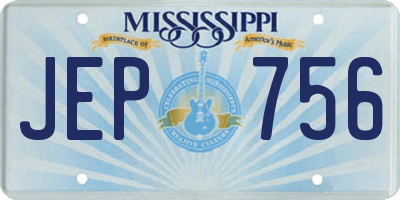 MS license plate JEP756