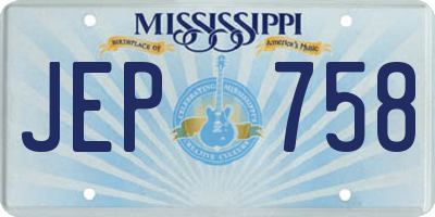 MS license plate JEP758