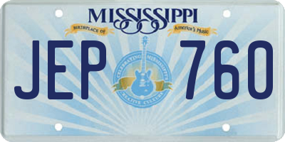 MS license plate JEP760