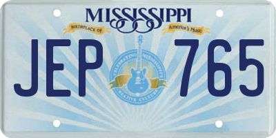 MS license plate JEP765