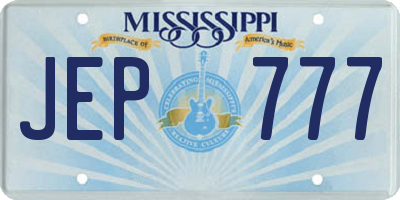MS license plate JEP777