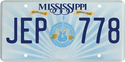 MS license plate JEP778