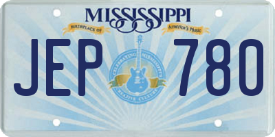 MS license plate JEP780