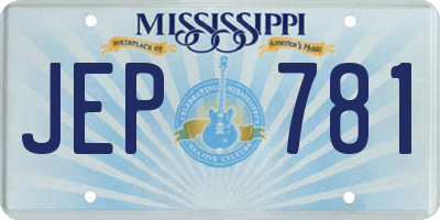 MS license plate JEP781