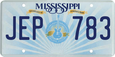 MS license plate JEP783