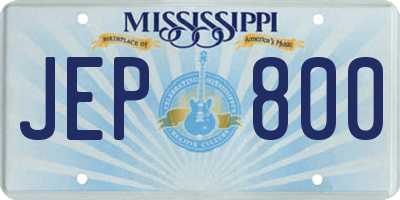 MS license plate JEP800