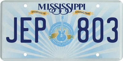 MS license plate JEP803