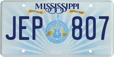 MS license plate JEP807