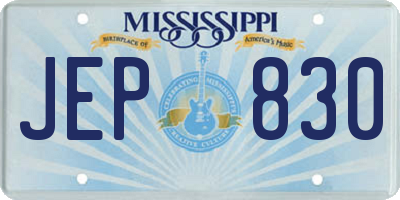 MS license plate JEP830