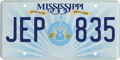 MS license plate JEP835