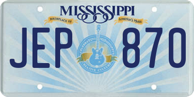 MS license plate JEP870