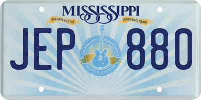 MS license plate JEP880