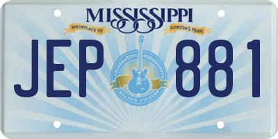 MS license plate JEP881