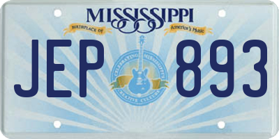 MS license plate JEP893