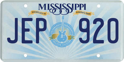 MS license plate JEP920