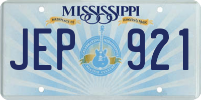 MS license plate JEP921