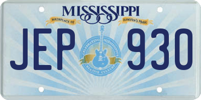 MS license plate JEP930