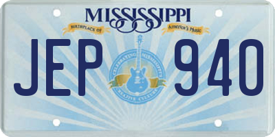 MS license plate JEP940