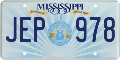 MS license plate JEP978