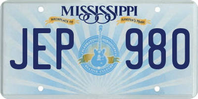 MS license plate JEP980