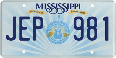 MS license plate JEP981
