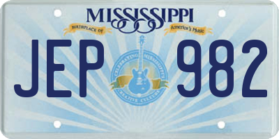 MS license plate JEP982