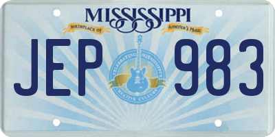 MS license plate JEP983
