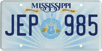 MS license plate JEP985