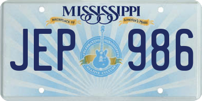 MS license plate JEP986