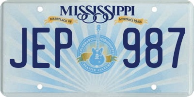 MS license plate JEP987