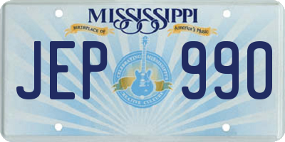 MS license plate JEP990