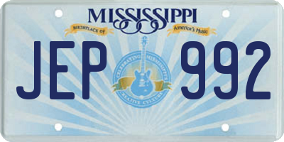 MS license plate JEP992