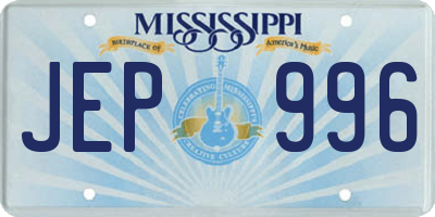 MS license plate JEP996