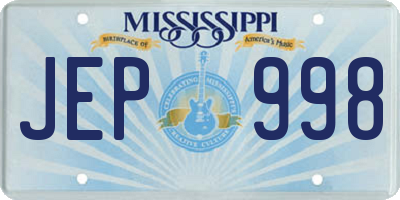 MS license plate JEP998