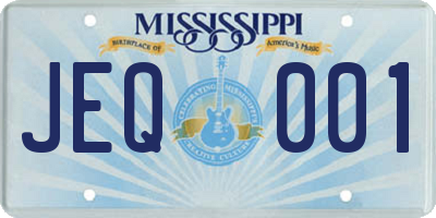 MS license plate JEQ001