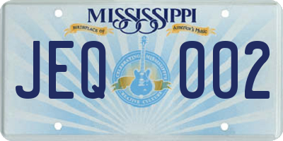 MS license plate JEQ002