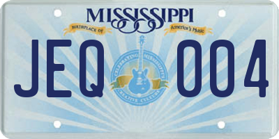 MS license plate JEQ004