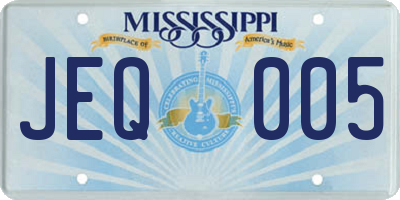 MS license plate JEQ005