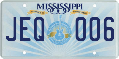 MS license plate JEQ006