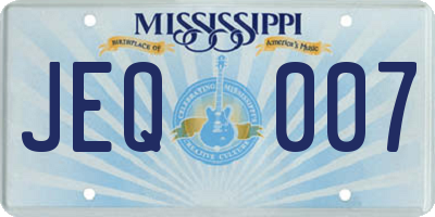 MS license plate JEQ007