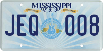 MS license plate JEQ008