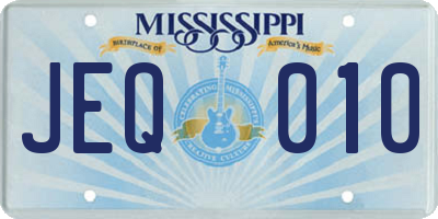 MS license plate JEQ010