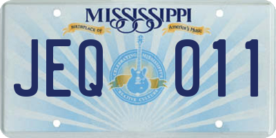 MS license plate JEQ011