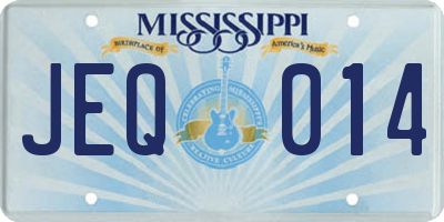 MS license plate JEQ014