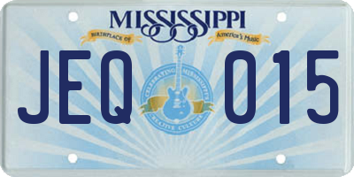 MS license plate JEQ015