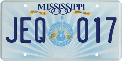 MS license plate JEQ017