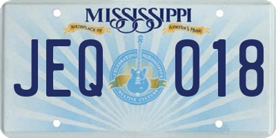 MS license plate JEQ018