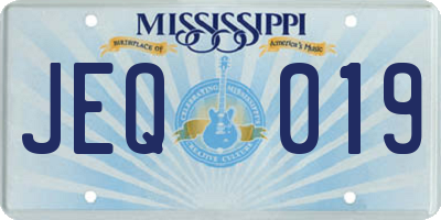 MS license plate JEQ019