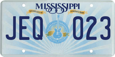 MS license plate JEQ023