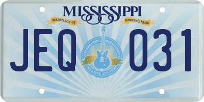 MS license plate JEQ031